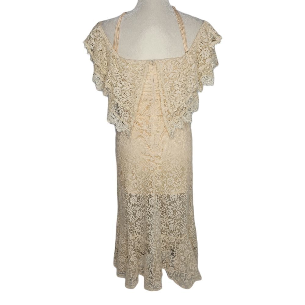Cattivo Dress Lace Off Shoulder Ruffle Ivory Cream Midi S — image 3 of 8